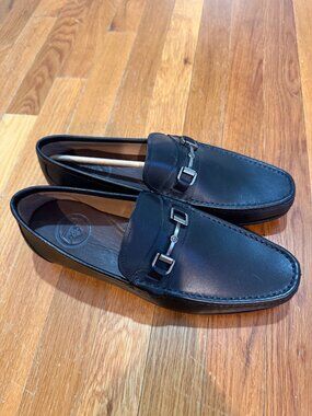 Peter Millar Mens Black Leather Loafer
